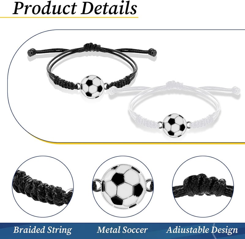 simarro 12pcs Soccer Baseball Basketball Braided Sports Bracelets, Sports Accessories Adjustable Football Inspirational Wristbands for Fans Men Women Teen Adults Team - Image 3